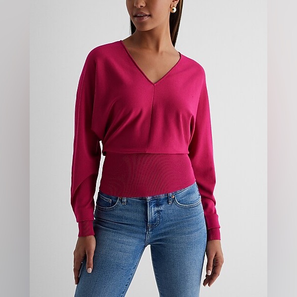Express-V-Neck Banded Bottom Soho Sweater Size Xs